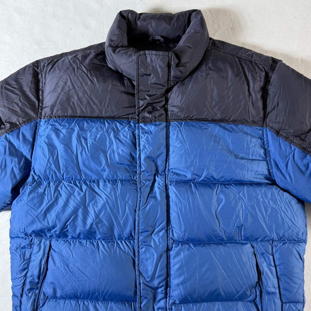 Eddie Bauer Goose Down Puffer Jacket Mens Large Coat Colorblock Blues